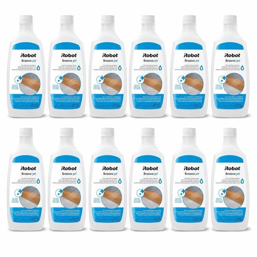 12 Bottles iRobot Braava Jet Hard Floor Cleaning Solution Fresh Scent 16 oz Each